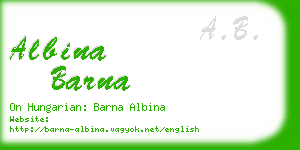 albina barna business card